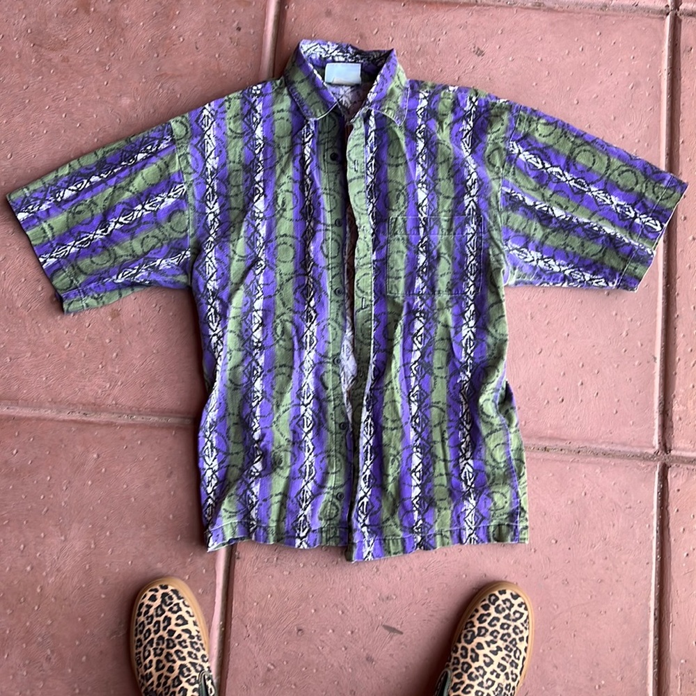Mens medium casual button up party shirt